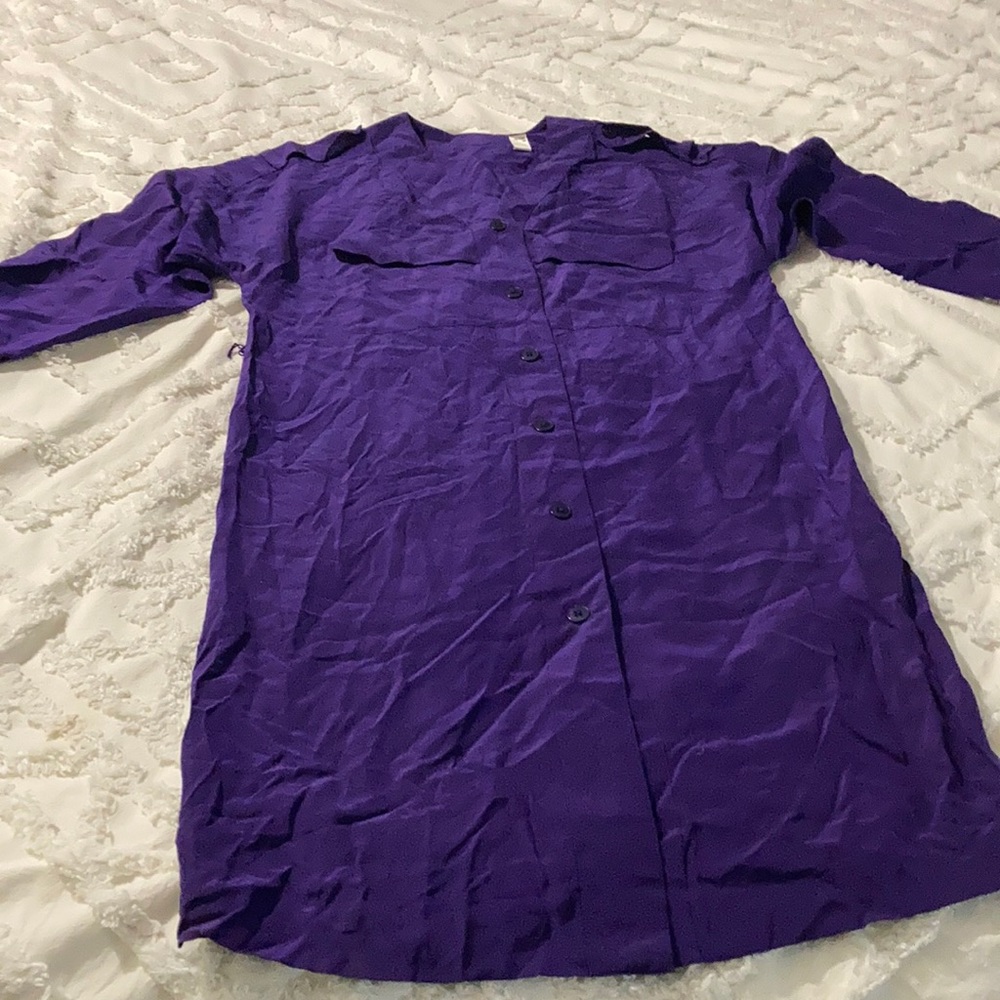 V neck 100% silk dress